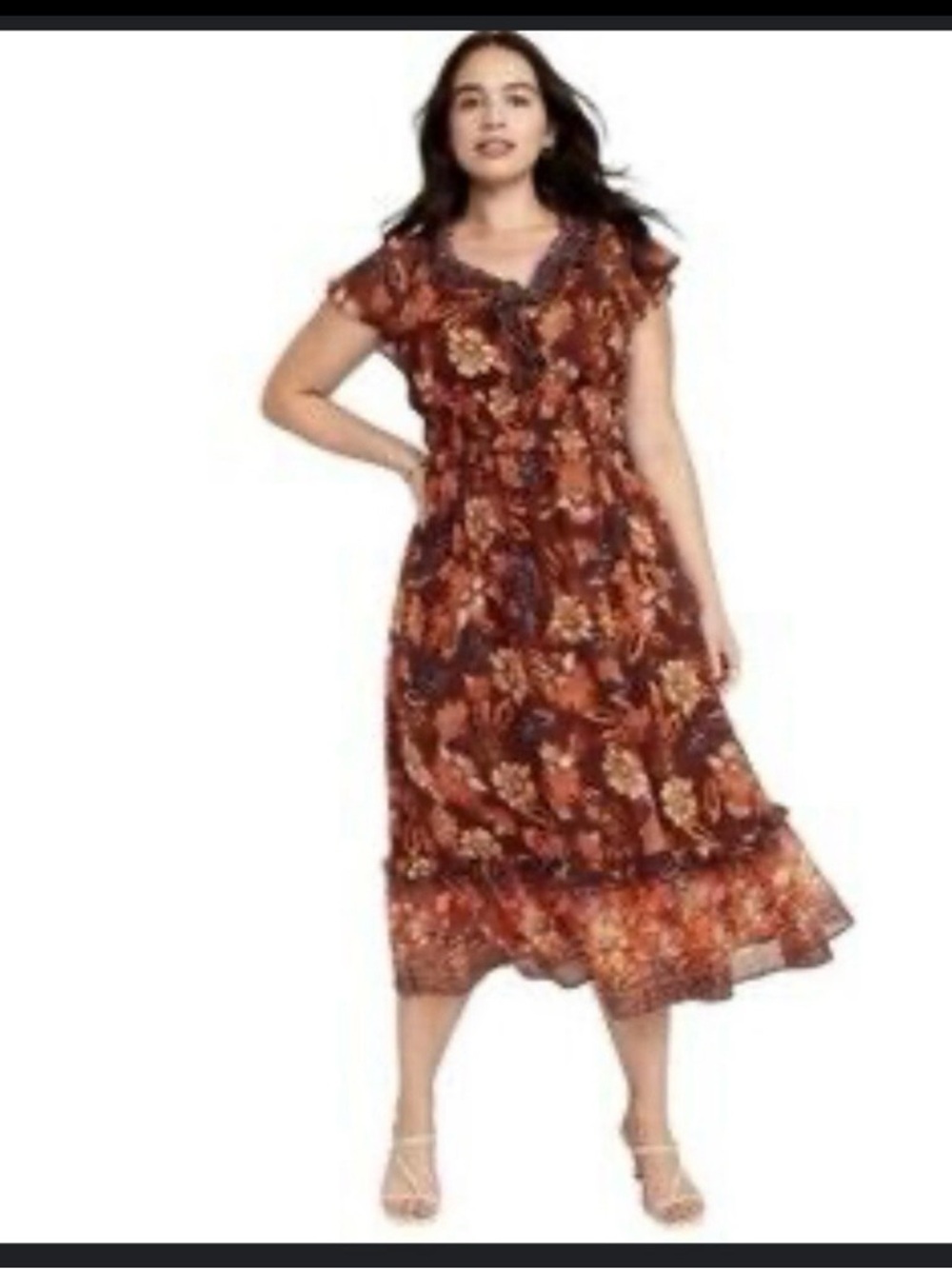 Old Navy Brown and Blue Patterned Blouse - XL